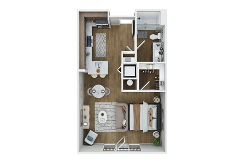Floor plan for studio, 1 bath, 582 sqft